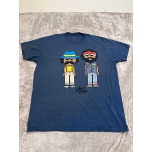 Cheech & Chong Graphic T-Shirt Mens Size XL Blue Heathered Short Sleeve EUC